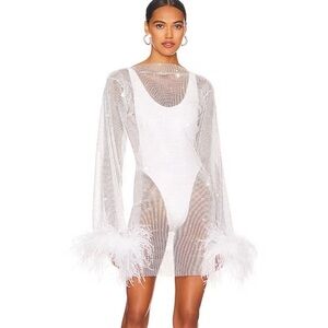 Santa Brands white crystal feather dress